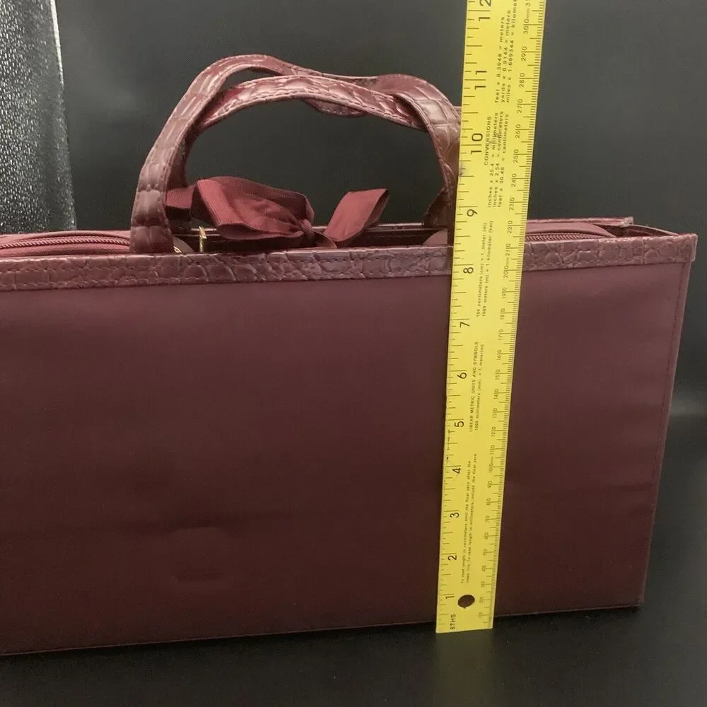 NEW Vintage Estee Lauder Burgundy Hard Makeup Travel Case Alligator Style Trim